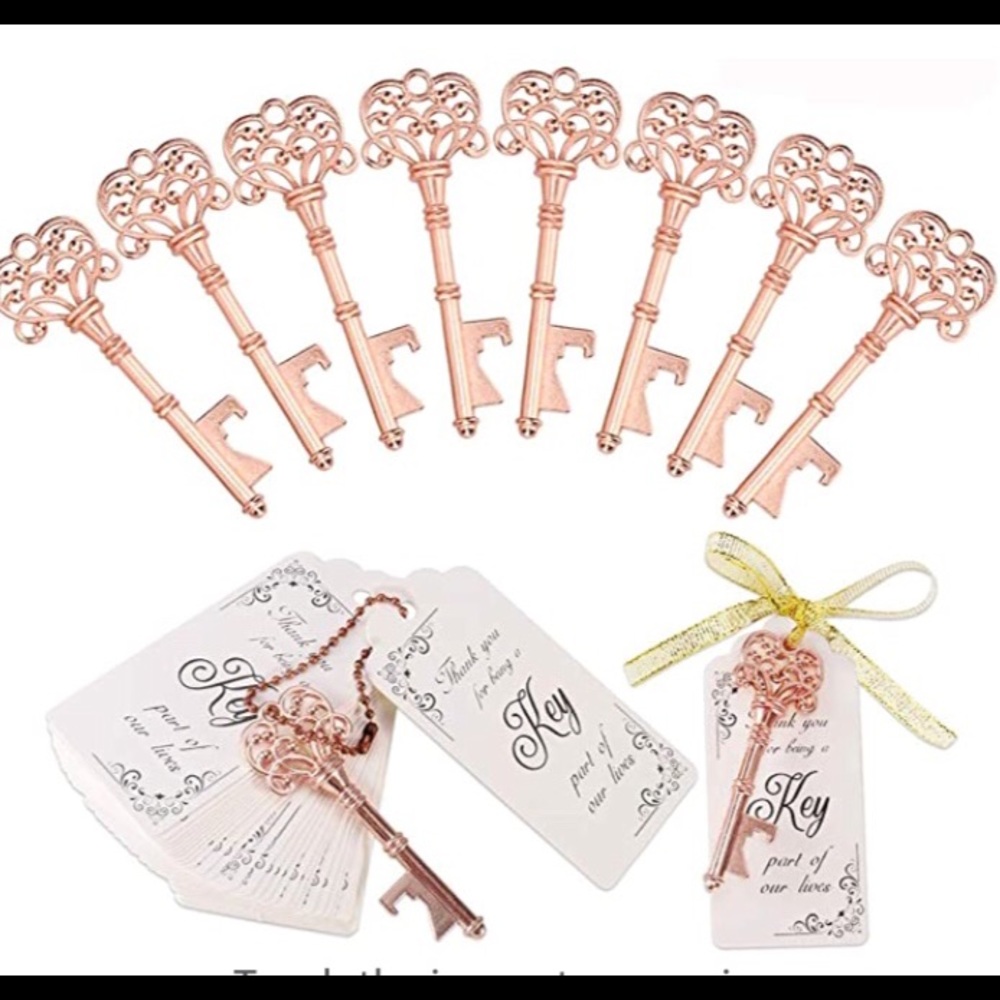 300 Pc Rose gold keys, thank you wedding favors